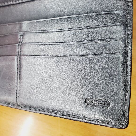 COACH CHELSEA TRIFOLD WALLET Black White Monogram Leather WOMEN Leather Wallet - Picture 7 of 8